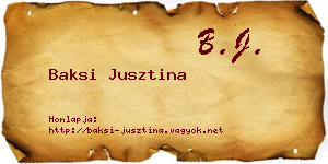 Baksi Jusztina névjegykártya